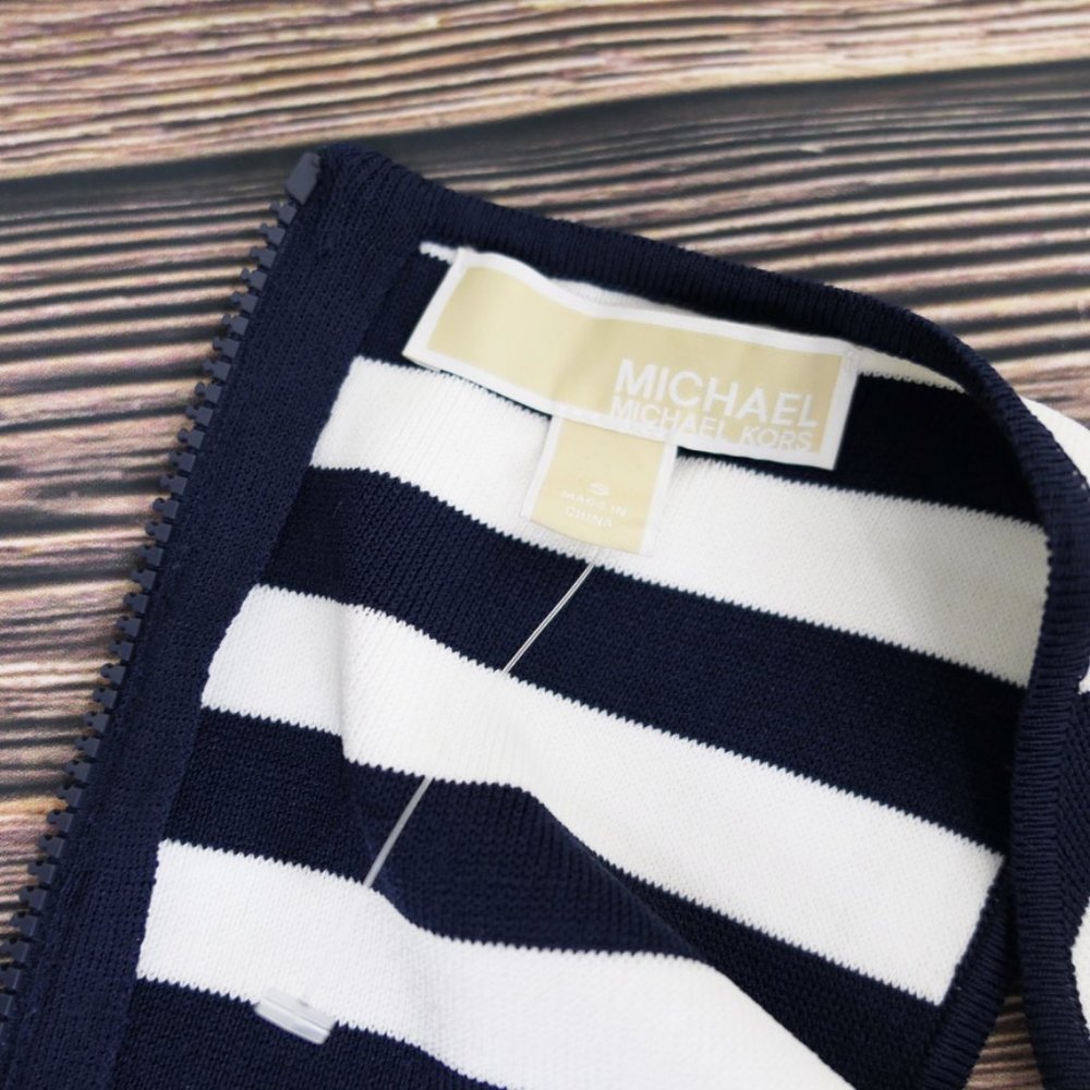 Michael Kors Striped Stretch Viscose Midi Dress - Picture 7 of 8